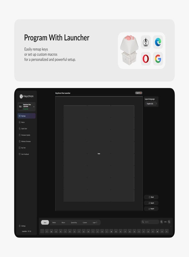 كيشرون مفتاح ميكانيكي عملاق سلكي من Keychron - مفتاح QMK Paw Launcher Macro، زر إدخال كبير الحجم ثلاثي الأبعاد من السيليكون على شكل مخلب قطة وكلب، ملحق مكتبي ممتع لتخفيف التوتر - Image 3