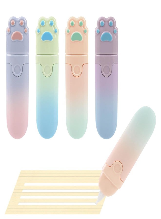 Temiary 4Pcs Cute White Correction Tapes, Retractable White Smooth Pull Out Pen for Instant Correction, Easy to Use, Aesthetic Applicator Set for Students School Office Supplies (Cat Paw) - Image 2