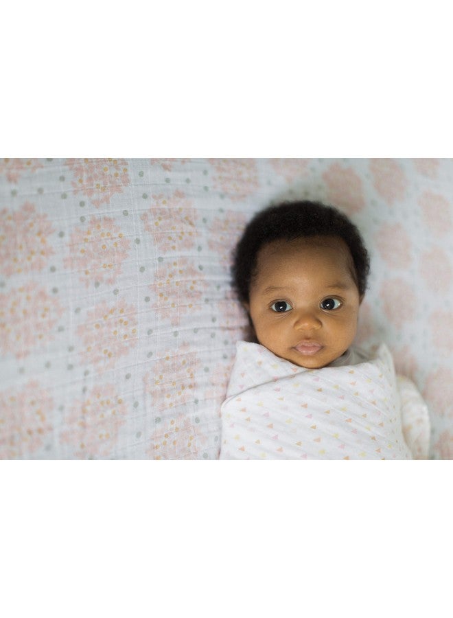 SwaddleDesigns Cotton Muslin Swaddle Blankets Set Of 4 Receiving Blankets For Baby Boys & Girls Best Shower Gift 46X46 Inches Pink Floral & Stripes - Image 4