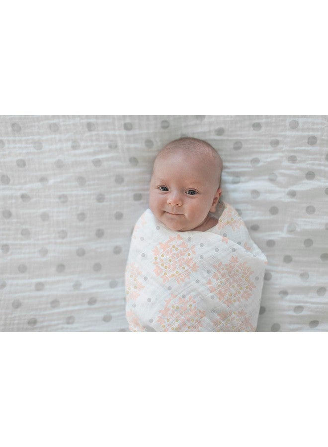 SwaddleDesigns Cotton Muslin Swaddle Blankets Set Of 4 Receiving Blankets For Baby Boys & Girls Best Shower Gift 46X46 Inches Pink Floral & Stripes - Image 3