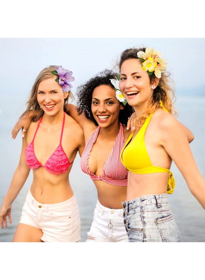 HAIMEIKANG HAIMEIKANG Hair Clip, 3 Pieces Hawaiian Flower Hair Pins - Artificial Tropical Flower Hair Accessories for Women in White, Yellow, Purple (3 Count, 1 Package)  - Image 5