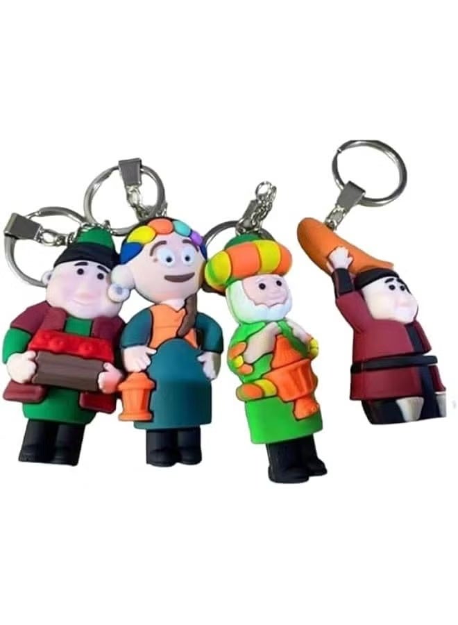 ميدالية مفاتيح مزينة بشخصيات رمضان كرتونية، أشكال متعددة، 4 قطع