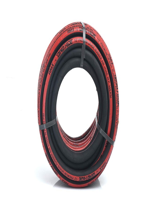 BluBird Dino-Hide WLEPRO1250 1/2" x 50' Heavy-Duty Rubber Air Hose - 300 PSI, Lightweight, Kink-Resistant, Oil & Weather Resistant, 4-Finger Grip, 12-Point Lock, Corrosion-Resistant 1/4" Brass Fittings - Image 1