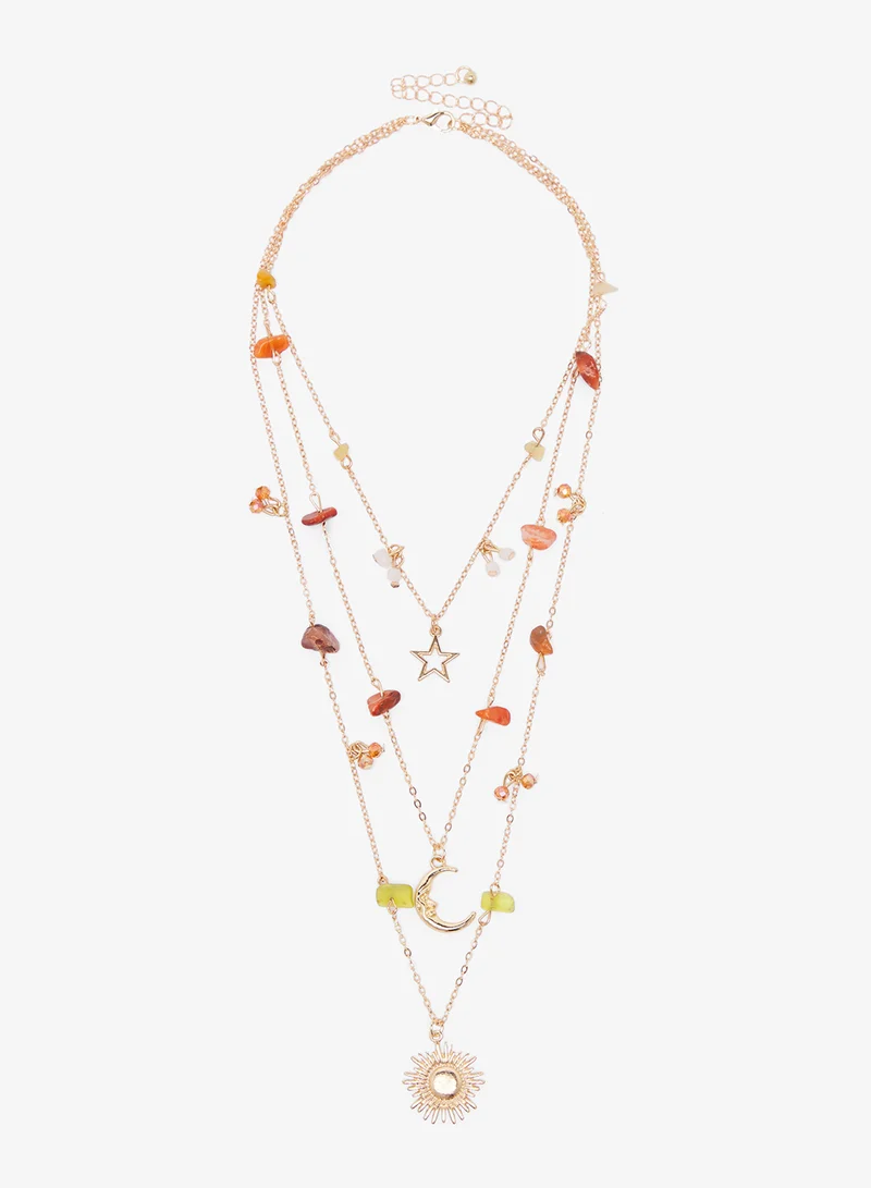 Ginger Layered Multi Charm Boho Necklace