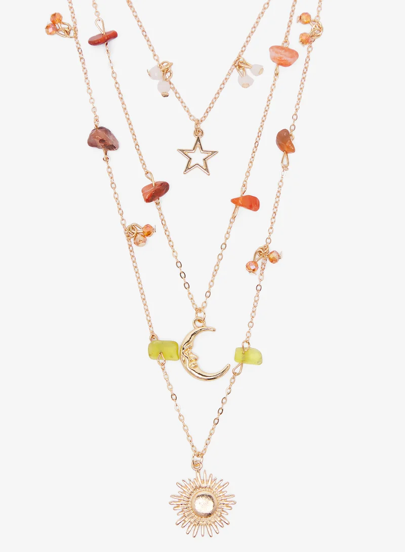 Ginger Layered Multi Charm Boho Necklace