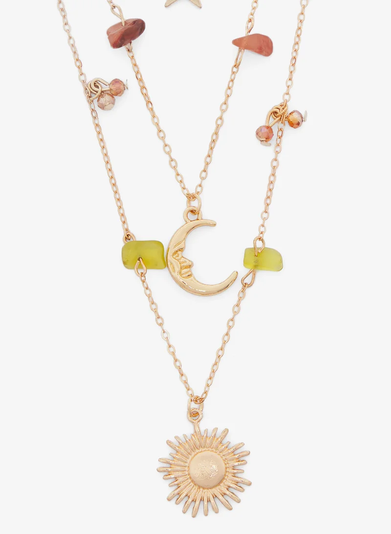 جينجر Layered Multi Charm Boho Necklace