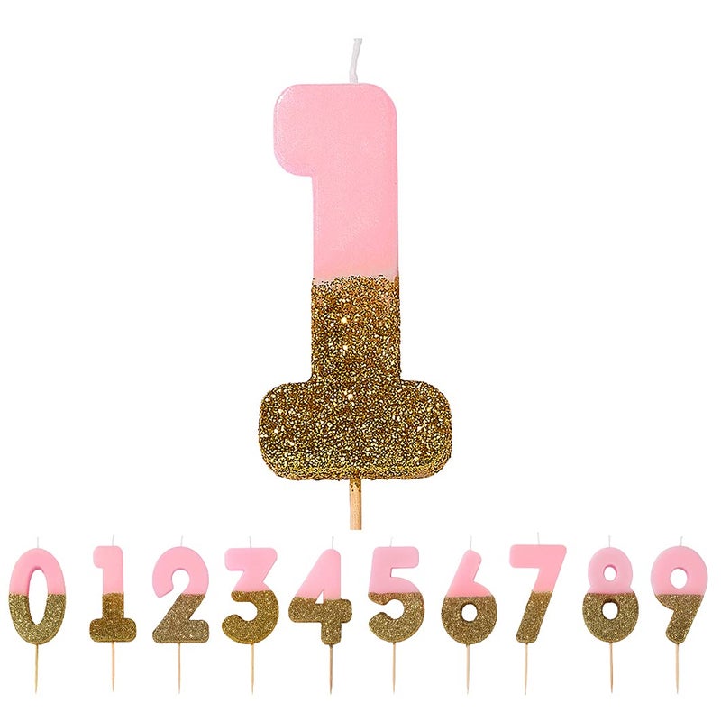 Talking Tables Pink Number 1 Candle with Gold Glitter Premium Quality Cake Topper Decoration For Kids, Adults, Teenagers, 1st Birthday Party, Anniversary, Milestone Age, 3" - Image 3
