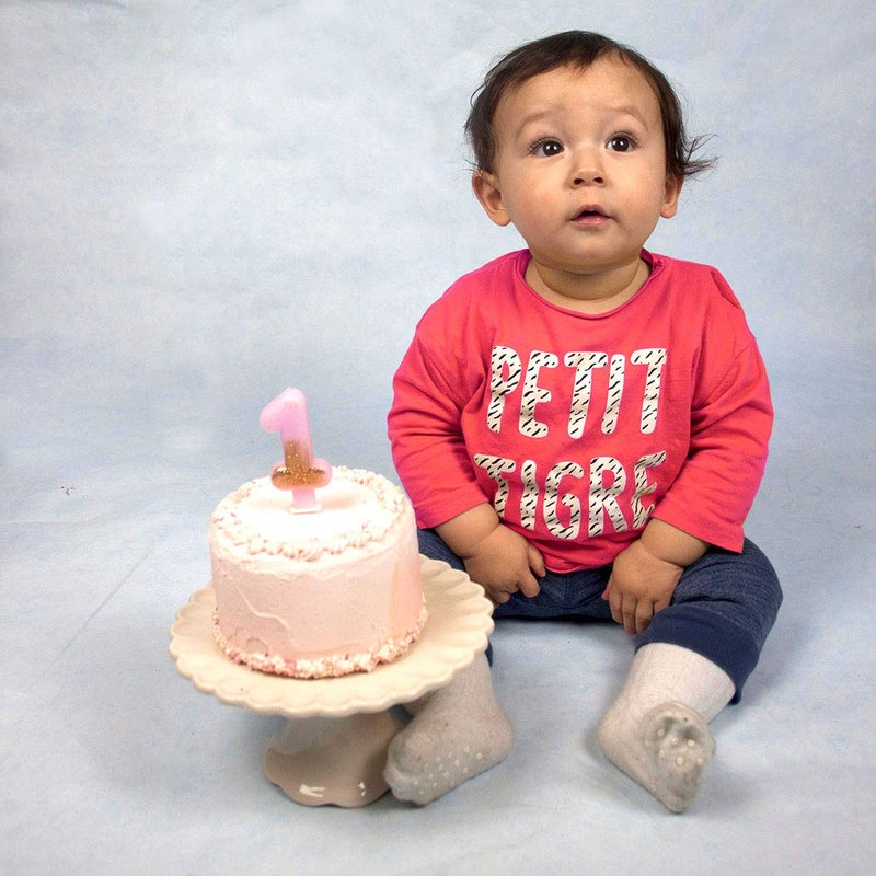 Talking Tables Pink Number 1 Candle with Gold Glitter Premium Quality Cake Topper Decoration For Kids, Adults, Teenagers, 1st Birthday Party, Anniversary, Milestone Age, 3" - Image 5