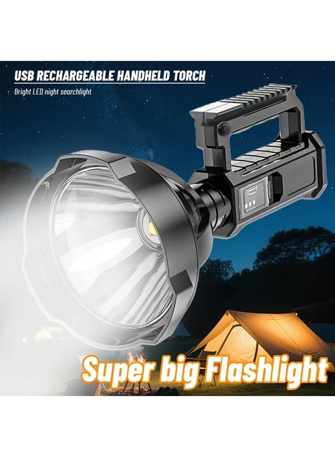 Bright Large LED Handheld Flashlight USB Rechargeable With Charge Display For Emergency - Image 2