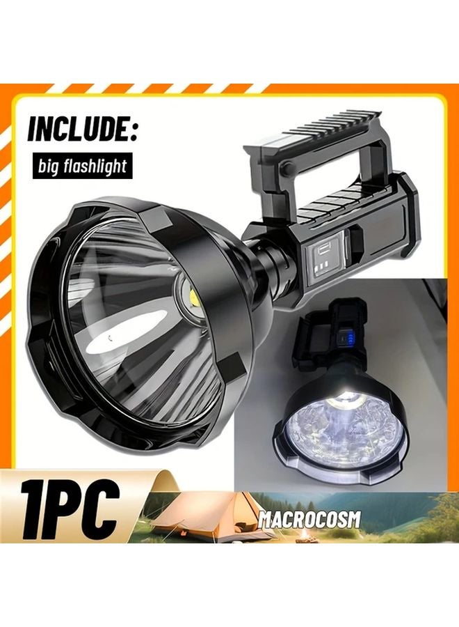 Bright Large LED Handheld Flashlight USB Rechargeable With Charge Display For Emergency - Image 1