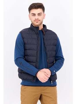 Men Quilted Puffer Jacket Vest, Dark Navy