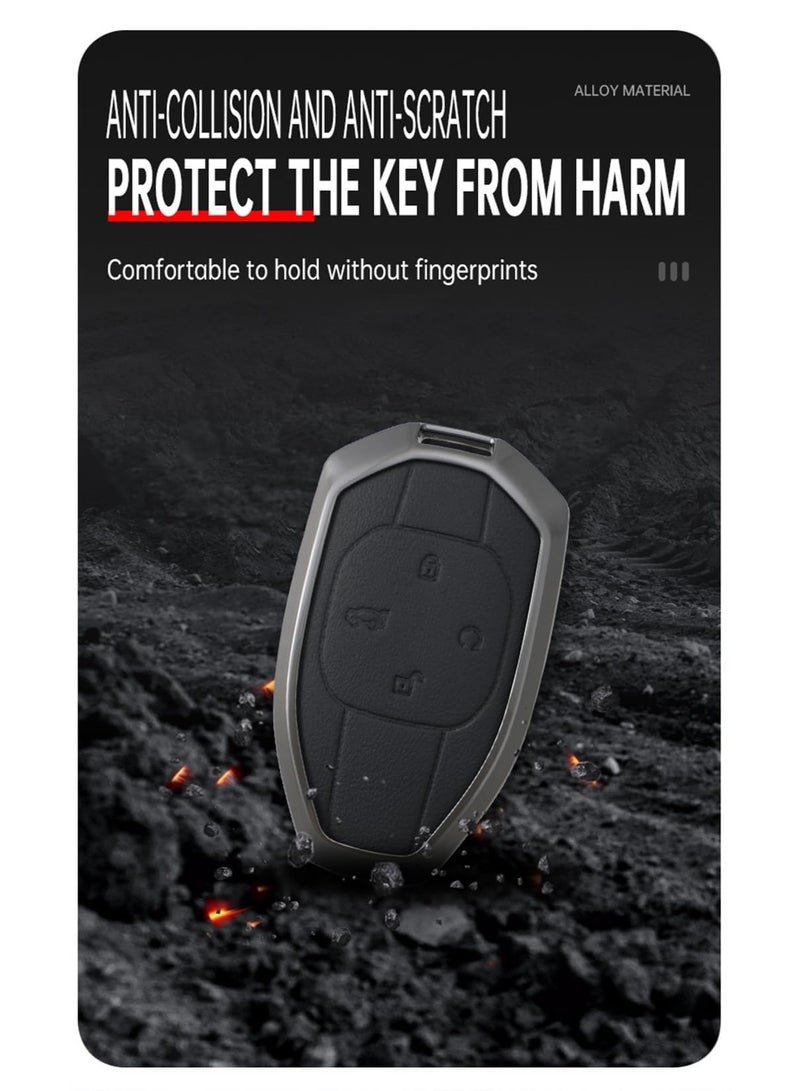 NOSKIN Leather Metal Car Key Fob Cover Fit for Trumpchi GAC 2021 Empow J11 J12 GS8 GM6 Key Protective Cover Keychain Key Holder Key Cover 4 Button (Red) - Image 5