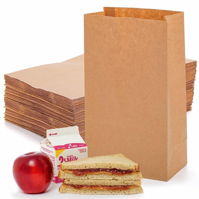 BROWN PAPER LUNCH BAGS 65X11X35 IN SMALL 50PCS KRAFT PAPER CARRY BAGS FOR GROCERY SNACKS FOOD TAKE AWAY BAKERY DISPOSABLE ECO FRIENDLY PAPER COVERSSMALL 50