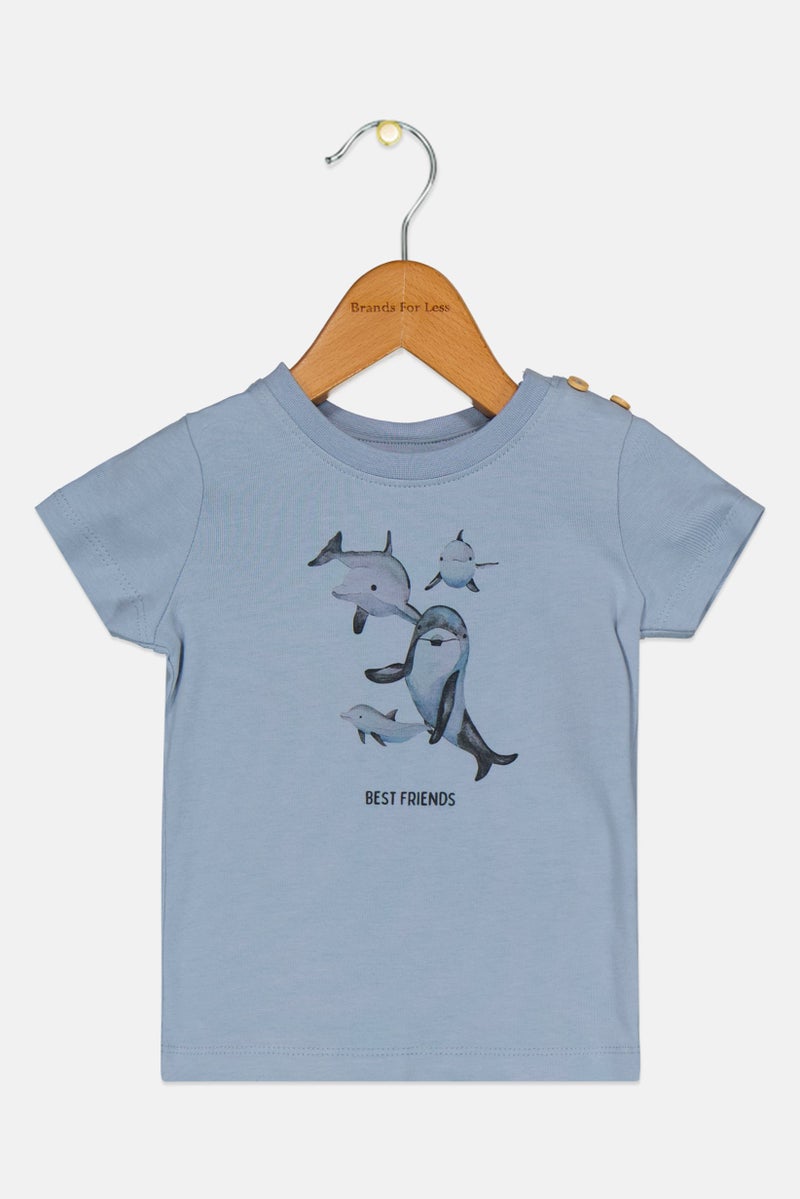 NAME IT Toddlers Boy Graphic Print Short Sleeves Top, Blue - Image 1