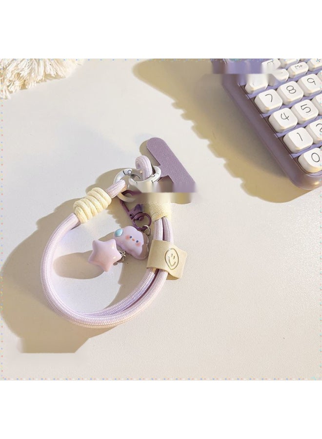 Cute Fun Speechless Clouds Stars Jewelry Mobile Phone Chain Wristband Pendant Key Camera Lanyard Chain Universal-Specification:Purple Silent Cloud Star + 962 Mark + Light Purple Small Clip - Image 4
