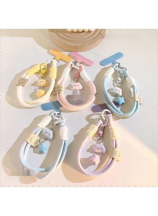 Cute Fun Speechless Clouds Stars Jewelry Mobile Phone Chain Wristband Pendant Key Camera Lanyard Chain Universal-Specification:Purple Silent Cloud Star + 962 Mark + Light Purple Small Clip - Image 2