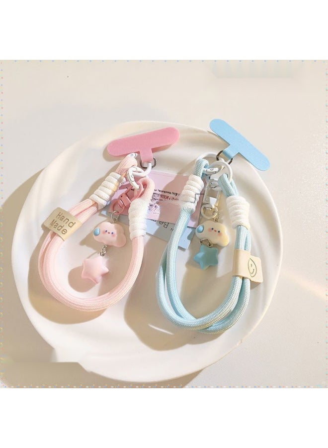 Cute Fun Speechless Clouds Stars Jewelry Mobile Phone Chain Wristband Pendant Key Camera Lanyard Chain Universal-Specification:Purple Silent Cloud Star + 962 Mark + Light Purple Small Clip - Image 3