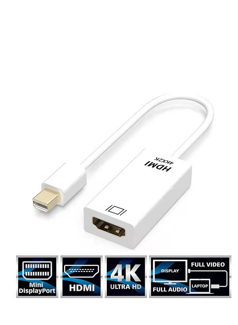 Mini DisplayPort (Mini DP) to HDMI Adapter – White 4K Video Converter for MacBook, Surface, Laptop to Monitor, TV, Projector – Audio & Video Sync, Plug & Play, Lightweight Design for Presentations, Gaming, Movies  - Image 1