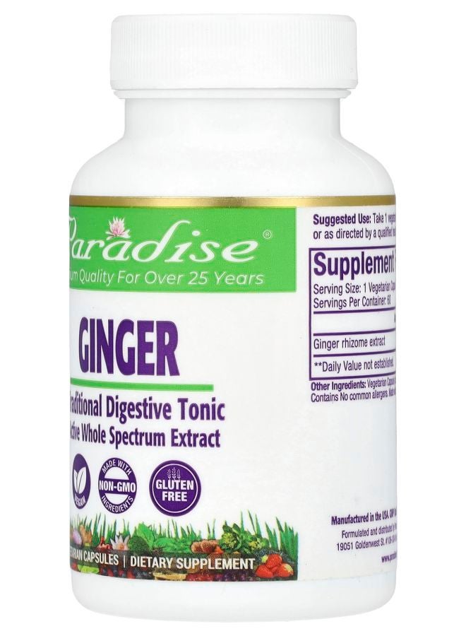 Paradise Herbs Ginger 60 Vegetarian Capsules (250 mg per Capsule) - Image 2