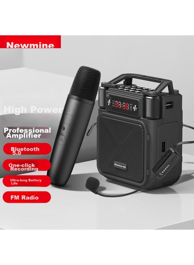 Newmine Ms19 Wireless Amplifier, Teacher-specific Loudspeaker, Tour Guide Waist-mounted Bluetooth Speaker, Mini Portable Promotional Lecturing Teaching Megaphone, High Volume Dual Microphone Version - Image 1