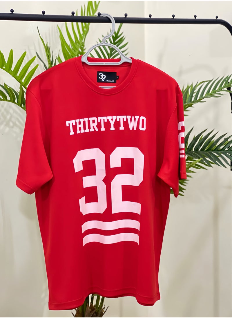 THIRTYTWO Mens Workout Sport Shirts Dry Fit, Mens Running Shirt Athletic Shirts Moisture Wicking Crew Neck Gym T-Shirts Short Sleeve RED 