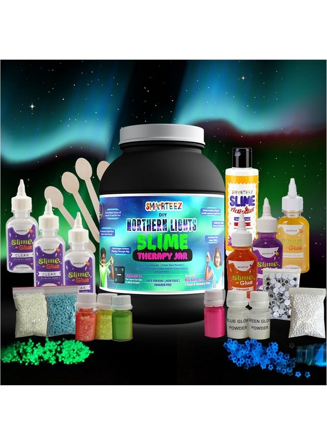 SMARTEEZ Northern Lights Slime Therapy JAR | Glow in The Dark Slime KIT | Slime Making KIT | 25+ Slime BATCHES | Glow in Dark Slime | NEON Slime | Non Toxic | Safe | Kid Friendly | Jelly Putty Toys - Image 1