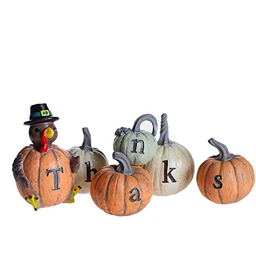 MorTime Thanksgiving Decorations Hand-Painted Turkey Pumpkin with Engraved Thanks, Set of 6 Tabletop Fall Autumn Decor for Living Room Bedroom Kitchen Thanksgiving Harvest Day - Image 3
