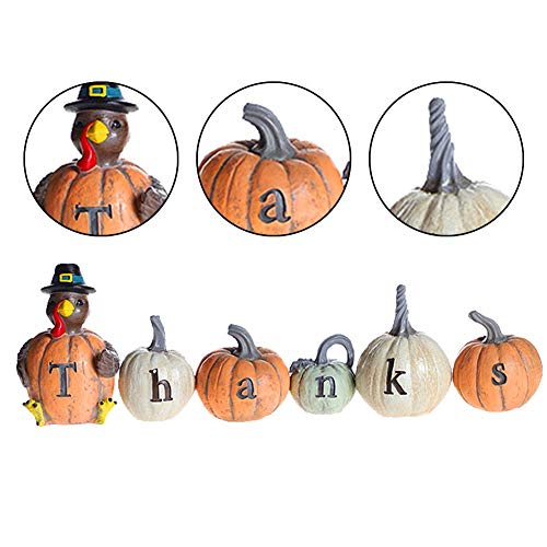 MorTime Thanksgiving Decorations Hand-Painted Turkey Pumpkin with Engraved Thanks, Set of 6 Tabletop Fall Autumn Decor for Living Room Bedroom Kitchen Thanksgiving Harvest Day - Image 4