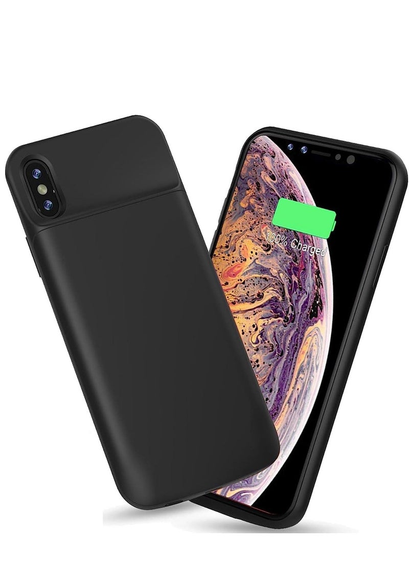 Ntech - Battery Case For (iPhone XS Max, 4000mAh Slim Portable Protective Charging Case Compatible With For (iPhone XS Max (6.5 inch) With Carplay Extended Rechargeable Extended Battery Charger Case (Black) - Image 1