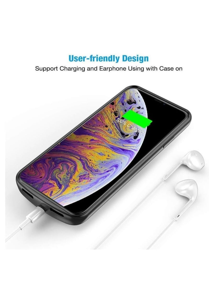 Ntech - Battery Case For (iPhone XS Max, 4000mAh Slim Portable Protective Charging Case Compatible With For (iPhone XS Max (6.5 inch) With Carplay Extended Rechargeable Extended Battery Charger Case (Black) - Image 1