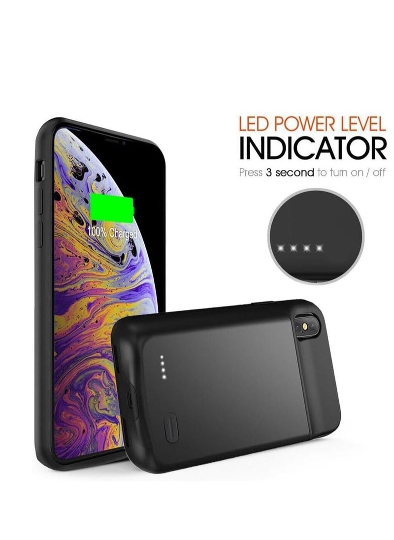 Ntech - Battery Case For (iPhone XS Max, 4000mAh Slim Portable Protective Charging Case Compatible With For (iPhone XS Max (6.5 inch) With Carplay Extended Rechargeable Extended Battery Charger Case (Black) - Image 1