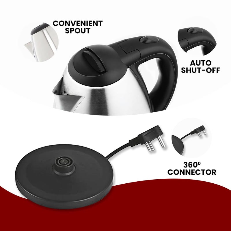 CADLEC Aquanix 1.8 Litre Electric Kettle with Stainless Steel Body | Automatic Cut-Off | Cool-Touch Handle & Lid | Multi-Use for Tea, Coffee, Noodles | 1500W | 2-Year Warranty - Image 5