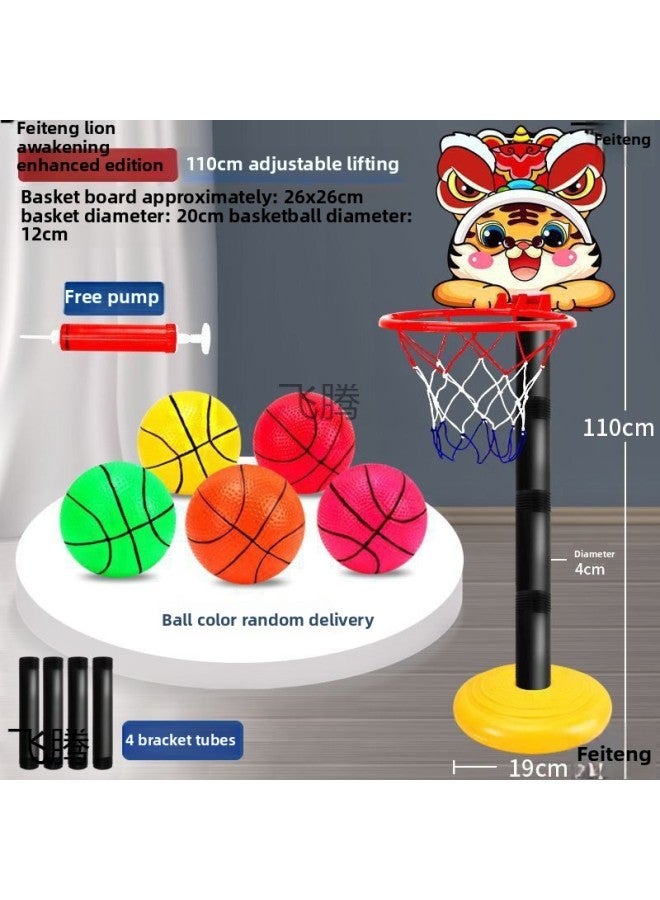 Basketball Stand Children's Home Indoor Adjustable Mobile Adult Standard Basketball Frame Youth Basketball Stand Toy-Color:A Ball-Specifications:Vertical Small Flower [can Rise To 110cm] Send Accessories - Image 2