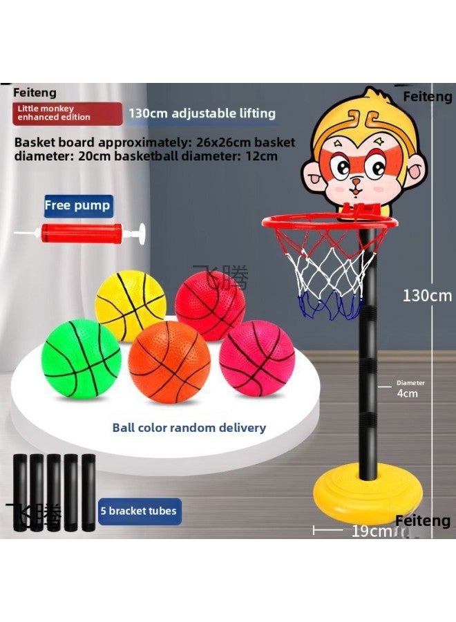 Basketball Stand Children's Home Indoor Adjustable Mobile Adult Standard Basketball Frame Youth Basketball Stand Toy-Color:A Ball-Specifications:Vertical Small Flower [can Rise To 110cm] Send Accessories - Image 4