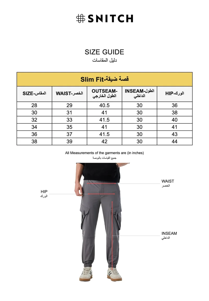 SNITCH Grey 5 Pocket Stretch Cargo Joggers for Men | Best Price UAE