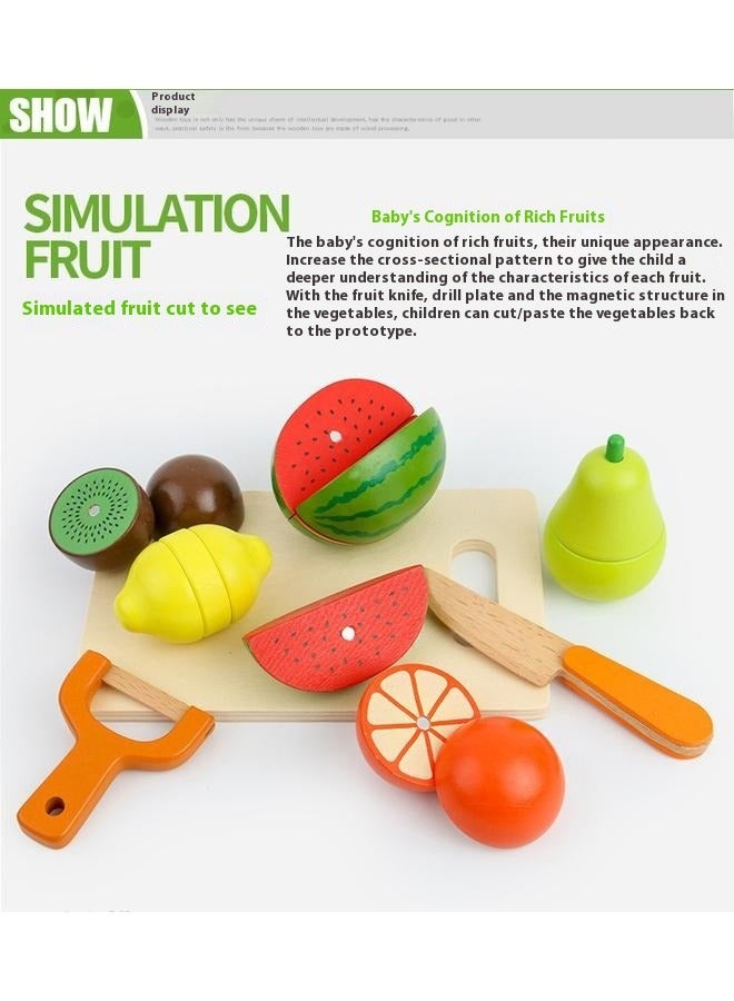 17 Pcs  Wooden Play Food, Shopping Bag & List. Magnetic Toddler Cutting Set, Play Food Sets for Kids Kitchen, Pretend Play Toys - Image 3