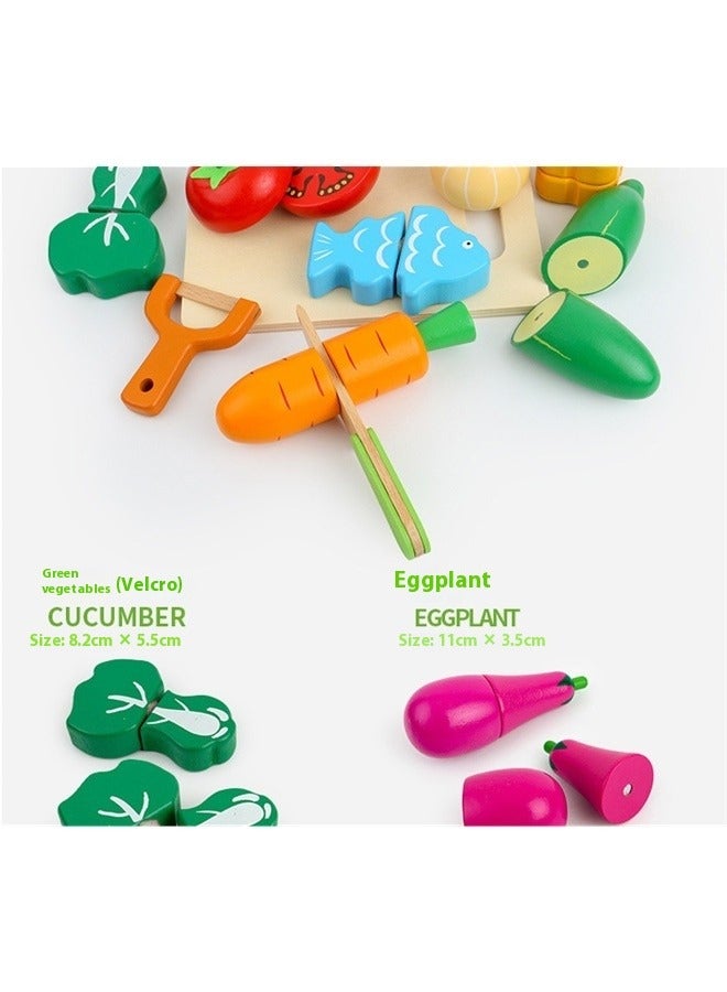 17 Pcs  Wooden Play Food, Shopping Bag & List. Magnetic Toddler Cutting Set, Play Food Sets for Kids Kitchen, Pretend Play Toys - Image 5