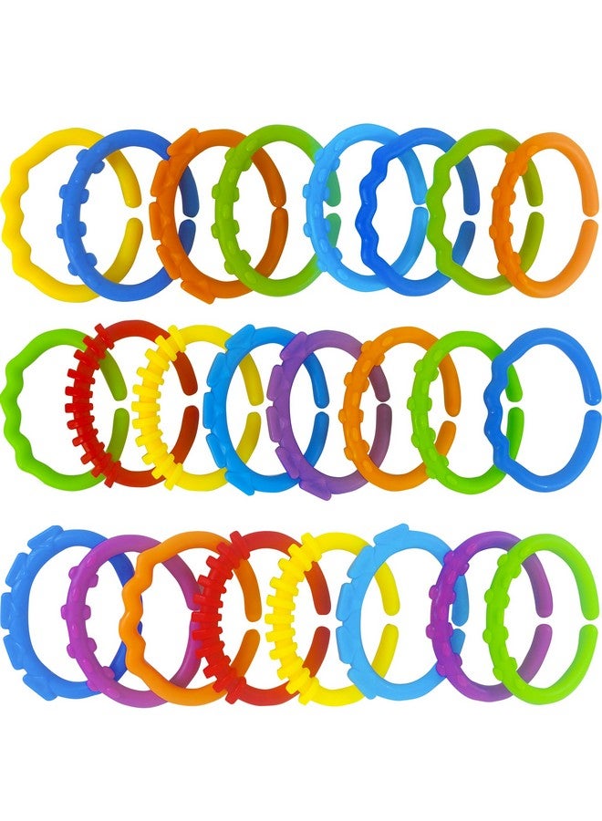 KUTOI Baby Rings Toy Links - 24 Pcs Colorful Teething Rings, Car Seat Toy Plastic Chain Links for Infants, Engaging car seat Toys, Hanging Baby Toys, Versatile Stroller Toy, Plastic Baby Toy - Image 2