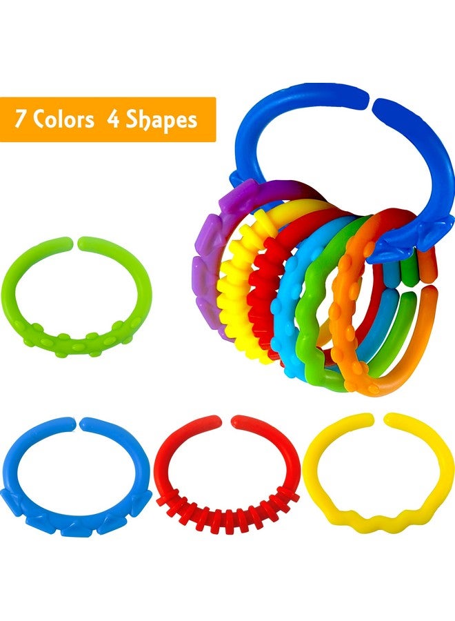 KUTOI Baby Rings Toy Links - 24 Pcs Colorful Teething Rings, Car Seat Toy Plastic Chain Links for Infants, Engaging car seat Toys, Hanging Baby Toys, Versatile Stroller Toy, Plastic Baby Toy - Image 3