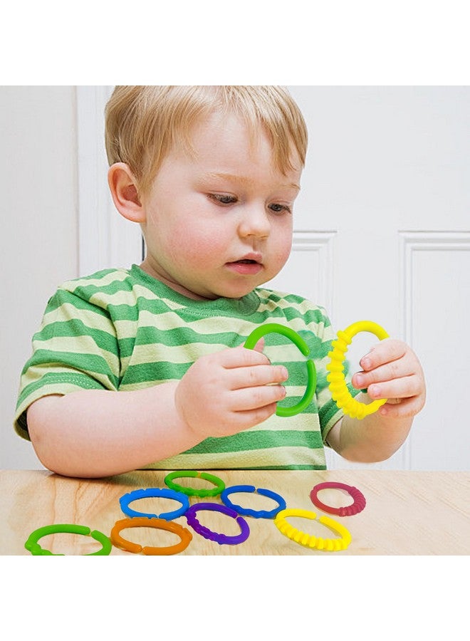 KUTOI Baby Rings Toy Links - 24 Pcs Colorful Teething Rings, Car Seat Toy Plastic Chain Links for Infants, Engaging car seat Toys, Hanging Baby Toys, Versatile Stroller Toy, Plastic Baby Toy - Image 5