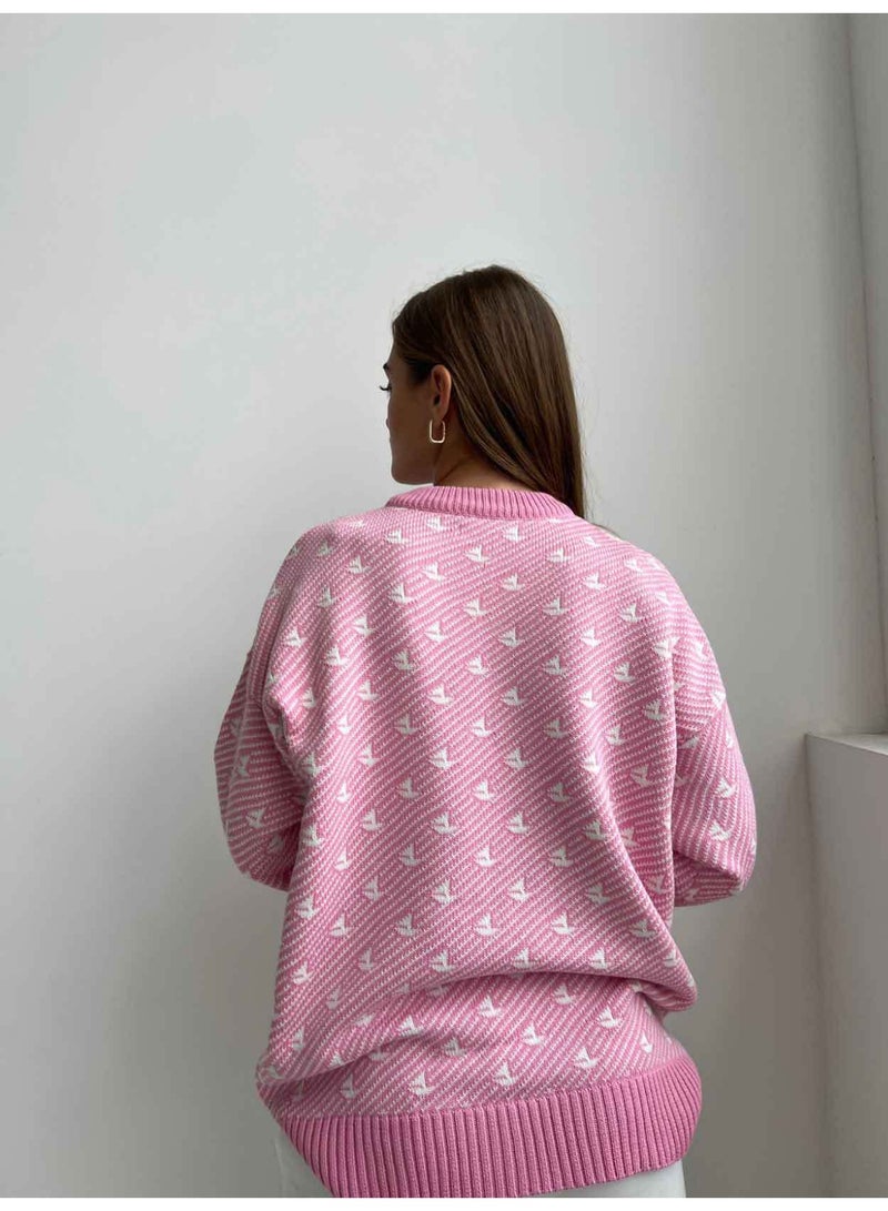 NIBEMINENT Knit Jumper Women O Neck Printed Embroidery Sweater Fashion Long Sleeve Pullover Autumn Winter  Loose Sweaters - Image 2