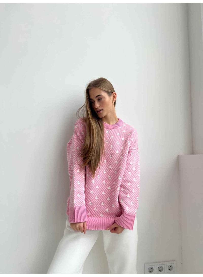 NIBEMINENT Knit Jumper Women O Neck Printed Embroidery Sweater Fashion Long Sleeve Pullover Autumn Winter  Loose Sweaters - Image 3