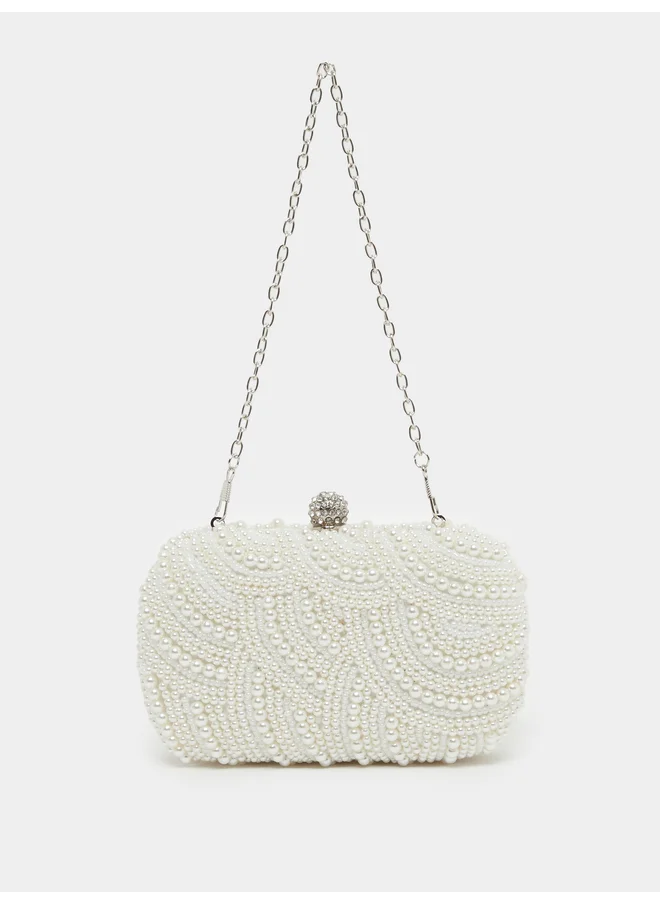 Styli Styli All Over Faux Pearl Embellished Clutch