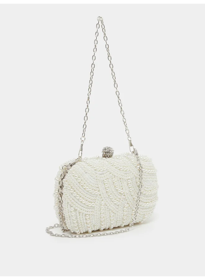 Styli Styli All Over Faux Pearl Embellished Clutch