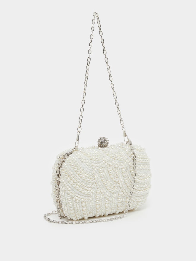 Styli All Over Faux Pearl Embellished Clutch - Image 1