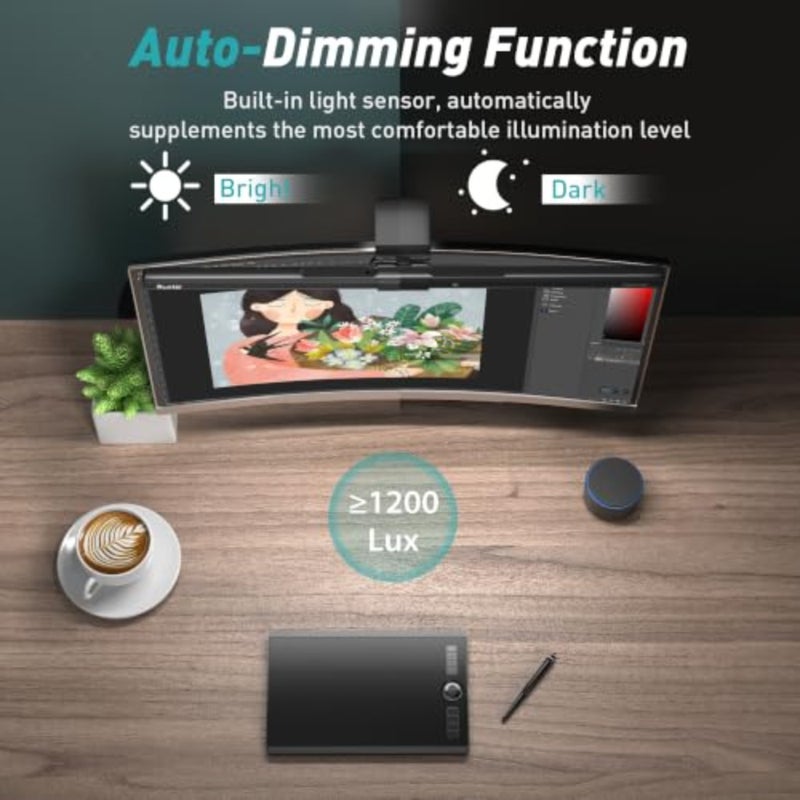 Monitor Light Bar PRO+ with Remote Control, Fit for Curved/Flat Monitor, Eye-Care USB Computer Lamp Dimmable Screen Light Bar with Auto-Dimming, No Glare Home Office Gaming Desk Lamp, black - Image 5