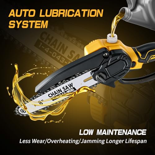 SavvyMate Cordless Mini Chainsaw Compatible with Dewalt 20V MAX Battery(NO Battery),6" & 8" Portable Electric Chainsaw, Auto Oiler,1000W Brushless Handheld Electric Power ChainSaw for Wood Cutting, Tree Saw ﻿ - Image 4