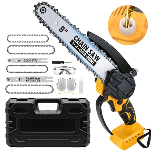 SavvyMate Cordless Mini Chainsaw Compatible with Dewalt 20V MAX Battery(NO Battery),6" & 8" Portable Electric Chainsaw, Auto Oiler,1000W Brushless Handheld Electric Power ChainSaw for Wood Cutting, Tree Saw ﻿ - Image 1