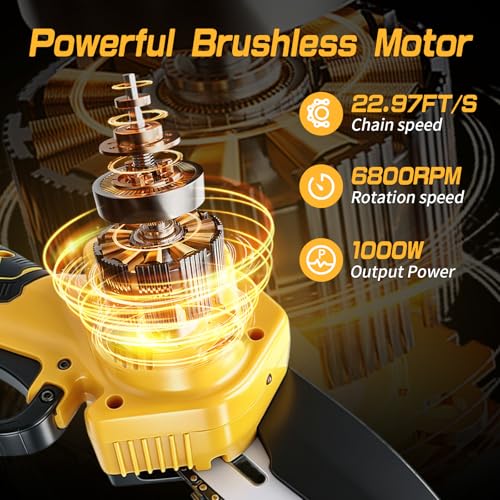 SavvyMate Cordless Mini Chainsaw Compatible with Dewalt 20V MAX Battery(NO Battery),6" & 8" Portable Electric Chainsaw, Auto Oiler,1000W Brushless Handheld Electric Power ChainSaw for Wood Cutting, Tree Saw ﻿ - Image 3