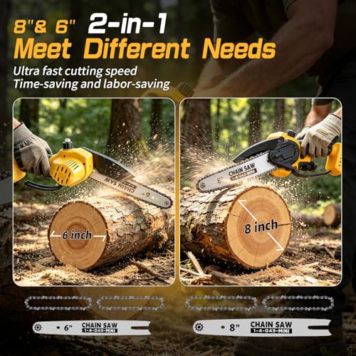 SavvyMate Cordless Mini Chainsaw Compatible with Dewalt 20V MAX Battery(NO Battery),6" & 8" Portable Electric Chainsaw, Auto Oiler,1000W Brushless Handheld Electric Power ChainSaw for Wood Cutting, Tree Saw ﻿ - Image 2